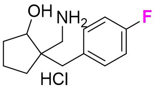 2-(aminomethyl)-2-[(4-fluorophenyl)methyl]cyclopentan-1-ol;hydrochloride chemical structure